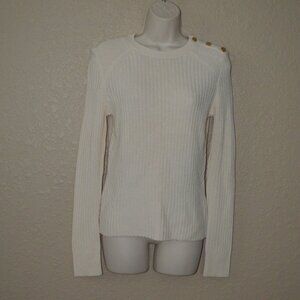 NWT $258 Sz S Intermix Ivory Beatrix Long Sleeve Ribbed Sweater